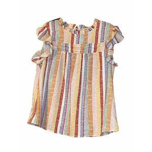 Rainbow‎ Stripped Pleated Ruffle Top XL
